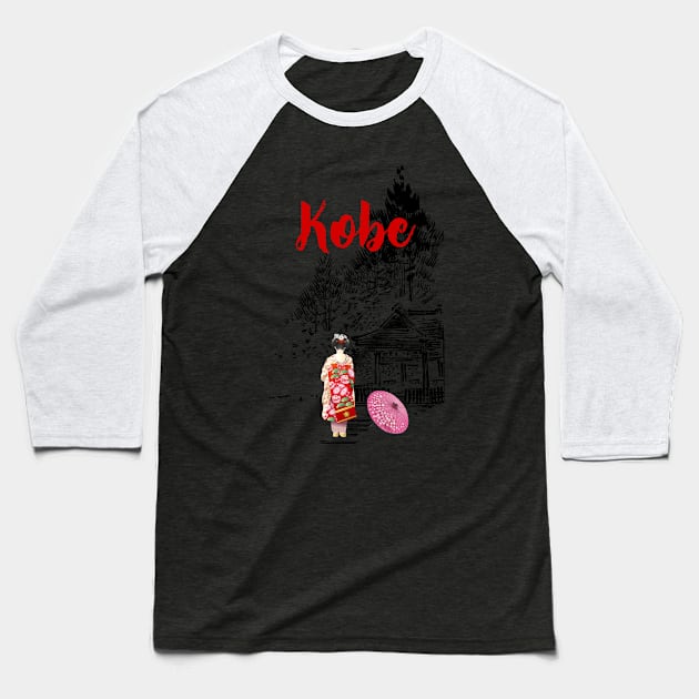 Geisha with Kimono in Kobe Baseball T-Shirt by ArtMomentum